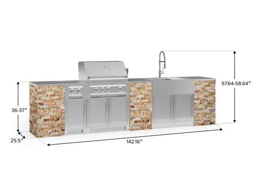 Outdoor Kitchen Signature Series 11 Piece Cabinet Set with Dual Side Burner, Sink, Platinum Grill and Grill Cabinet