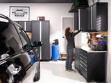 Pro Series 9 Piece Cabinet Set with Wall, Base, Tool Drawer, Multi-Function Cabinet, Lockers, and 84 in. Worktop
