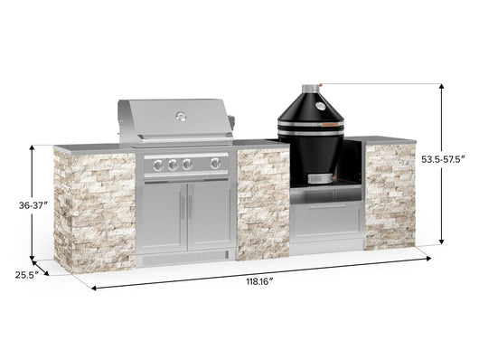 Outdoor Kitchen Signature Series 9 Piece Cabinet Set With Kamado, Platinum Grill and Grill Cabinet