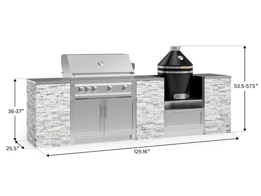 Outdoor Kitchen Signature Series 9 Piece Cabinet Set With Kamado, Platinum Grill and Grill Cabinet