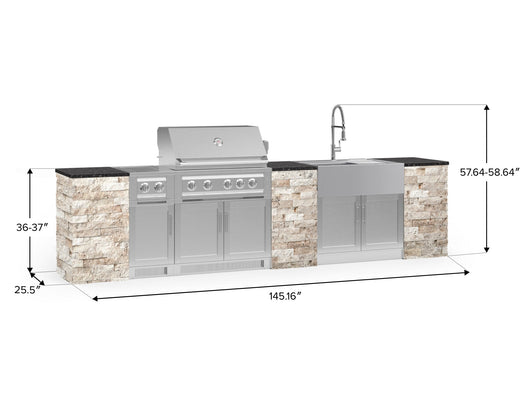 Outdoor Kitchen Signature Series 11 Piece Cabinet Set with Dual Side Burner, Sink, Platinum Grill and Grill Cabinet