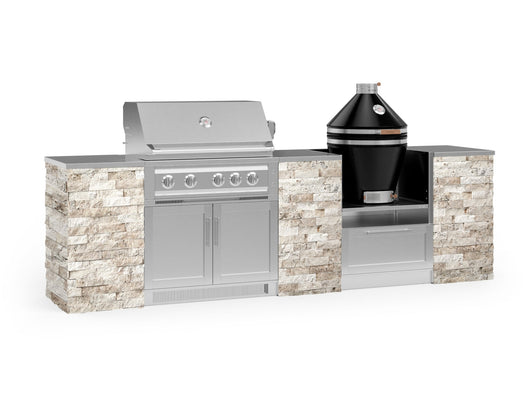 Outdoor Kitchen Signature Series 9 Piece Cabinet Set With Kamado, Platinum Grill and Grill Cabinet
