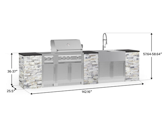Outdoor Kitchen Signature Series 11 Piece Cabinet Set with Dual Side Burner, Sink, Platinum Grill and Grill Cabinet