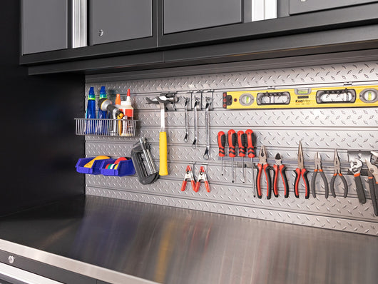 Pro Series 9 Piece Cabinet Set with Wall, Base, Tool Drawer, Multi-Function Cabinet, Lockers, and 84 in. Worktop