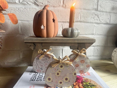 Set of 3 Patterned Autumn Pumpkin Blocks