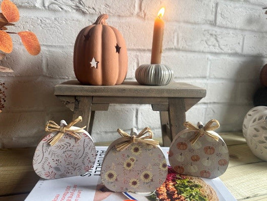 Set of 3 Patterned Autumn Pumpkin Blocks