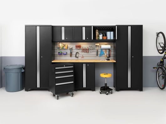 Bold Series 9 Piece Cabinet Set with 2 Base, Tool, Wall Cabinets and 30 in. Lockers