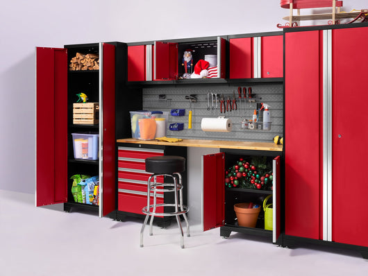 Pro Series 10 Piece Cabinet Set with Lockers, Tool Drawer Cabinet and 84 in. Worktop